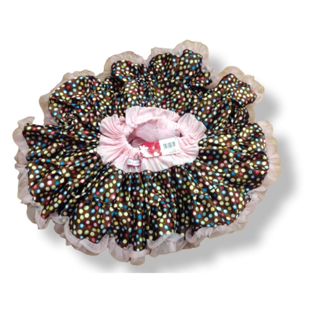 Chic by Tutu Couture Girls Skirt Size 0-12 Months Brown Pink Multi Polka Dot NEW